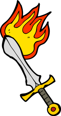 Bir insan tarafından çekilen yanan bir kılıç.