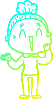 Bir insan tarafından çizilmiş, mutlu, yaşlı bir kadının çizdiği soğuk çizgi.