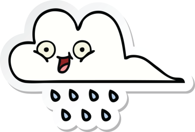 Bir insan tarafından çizilmiş şirin bir yağmur bulutunun çıkartması.