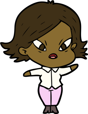 Çizgi film bir insan tarafından çizilmiş stresli kadın.