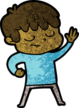 Bir insan tarafından çizilmiş mutlu çocuk çizgi filmi.