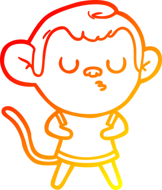 Bir insan tarafından çizilen sakin maymun çizgi çizimi.