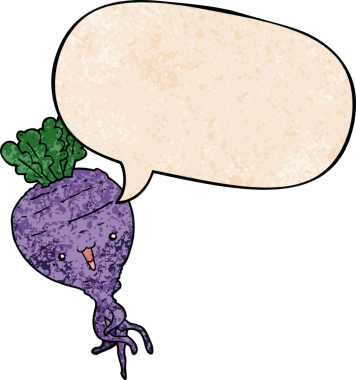 bir insan tarafından çizilmiş eski moda konuşma baloncuklu karikatür şalgamı.