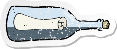 Bir insan tarafından çizilmiş şişe karikatüründeki gerilimli bir mesaj etiketi.