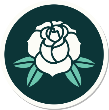 Bir insan tarafından çizilmiş geleneksel bir çiçek stiliyle dövme çıkartması.