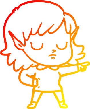 Bir insan tarafından çizilmiş çizgi film karakteri bir elf kızı çizimi