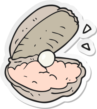 Bir insan tarafından çizilmiş incili bir istiridyenin çıkartması.