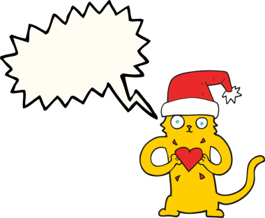 Bir insan tarafından çizilmiş serbest konuşma balonu çizgi filmi kedi sevdalısı Noel