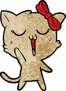 Bir insan tarafından çizilmiş çizgi film kedisi.