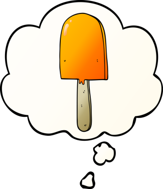 Düşünce baloncuklu çizgi film lolipopu, bir insan tarafından çizilmiş düzgün eğimli stil.