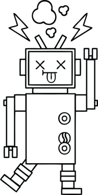 Bir insan tarafından çizilmiş robot arızasının çizgi çizimi