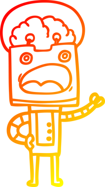 Bir insan tarafından çizilen çizgi film robotunun sıcak çizgi çizimi