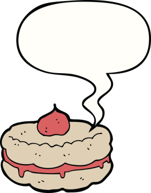 Bir insan tarafından çizilmiş konuşma balonlu bisküvi.