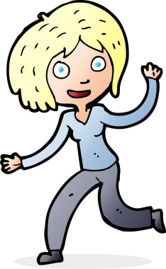 Bir insan tarafından çizilmiş mutlu el sallayan kız.