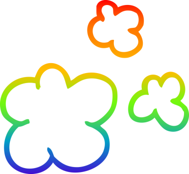 gökkuşağı gradyan çizgi çizimi bir insan tarafından çizilmiş duman pufları