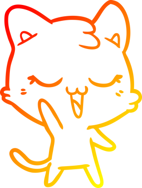 Bir insan tarafından çizilmiş mutlu çizgi film kedisinin sıcak çizgi çizgisi.