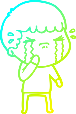 Bir insan tarafından çizilmiş ağlayan bir çizgi film karakteri çizimi.