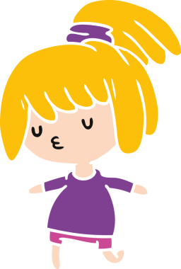 Bir insan tarafından çizilmiş sevimli bir kawai kızının çizgi film çizimi