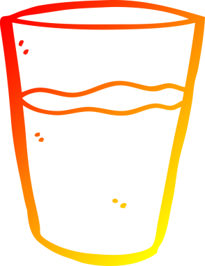 Bir insan tarafından çizilmiş bir bardak suyun sıcak gradyan çizgisi