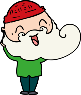 Bir insan tarafından çizilmiş mutlu sakallı adam.