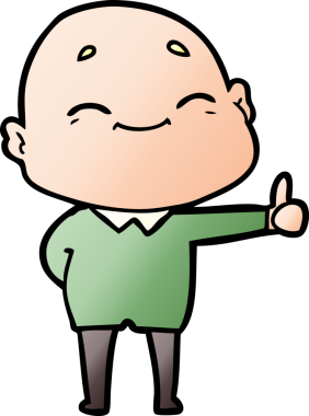 Bir insan tarafından çizilmiş mutlu, kel adam.