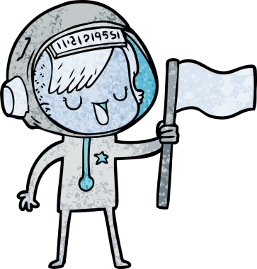 Bir insan tarafından çizilmiş astronot kadın.