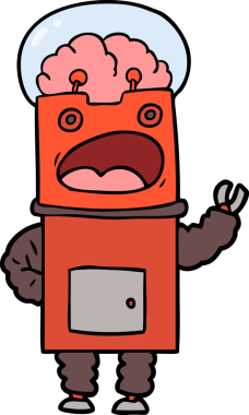 Bir insan tarafından çizilmiş çizgi film robotu