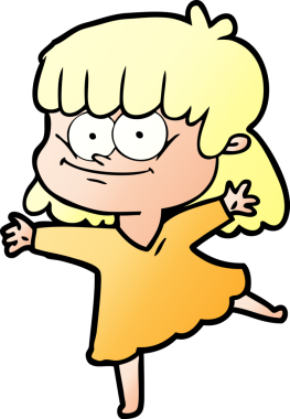 Bir insan tarafından çizilmiş gülümseyen bir kadın.