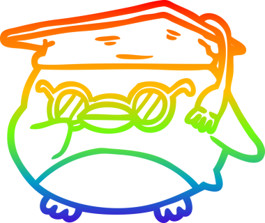 gökkuşağı gradyan çizgisi bir insan tarafından çizilmiş akıllı yaşlı bir baykuş çizimi