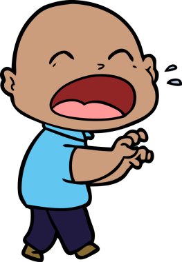 Bir insan tarafından çizilmiş kel adam diye bağıran çizgi film.