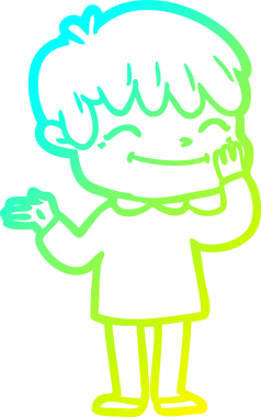 Bir çizgi film karakteri çizen soğuk çizgi bir insan tarafından çizilmiş mutlu çocuk.