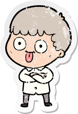 Bir insan tarafından çizilmiş karikatür adamın sıkıntılı çıkartması.