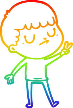 Gökkuşağı gradyan çizgi çizimi bir insan tarafından çizilmiş huysuz bir çocuk