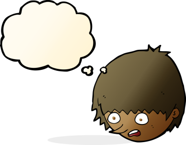 Bir insan tarafından çizilmiş düşünce baloncuğuyla gerilmiş bir yüz.