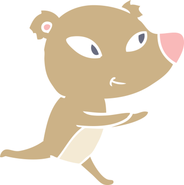 Bir insan tarafından çizilmiş şirin düz renkli çizgi film ayısı.