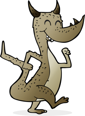 Bir insan tarafından çizilmiş mutlu ejderha.