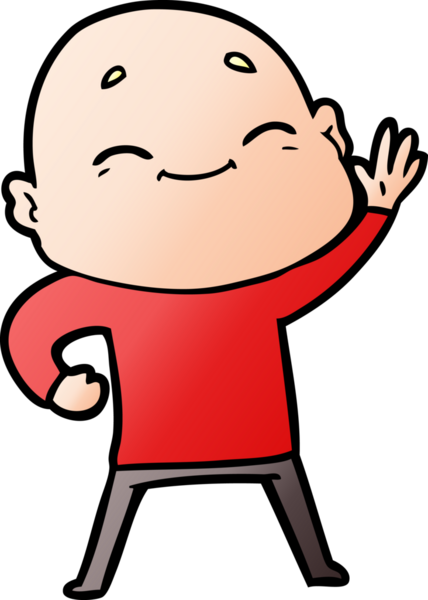 Bir insan tarafından çizilmiş mutlu, kel adam.