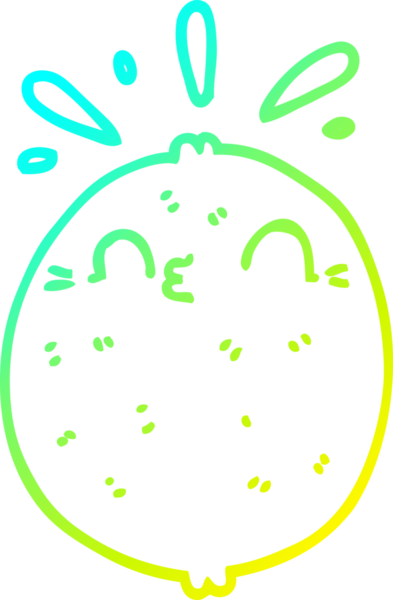 Bir insan tarafından çizilmiş limon karikatürünün soğuk gradyan çizimi