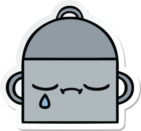 Bir insan tarafından çizilmiş şirin bir yemek pişirme kabının çıkartması.