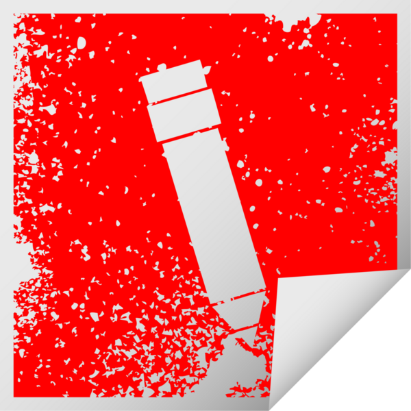 Sıkıntılı kare soyma etiketi Bir insan tarafından çizilmiş garip sembol kalem