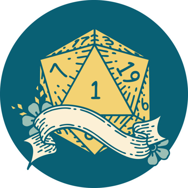 Retro Dövme Biçimi Doğal Bir d20 zar bir insan tarafından çizildi