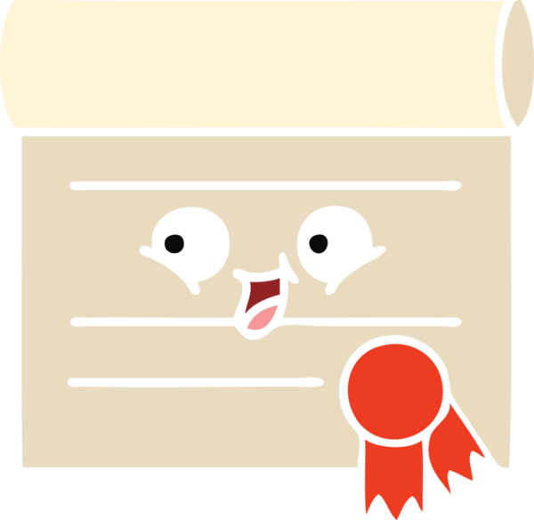 Bir insan tarafından çizilmiş bir sertifikanın düz renk retro karikatürü