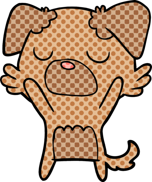 Bir insan tarafından çizilmiş çizgi film köpeği.