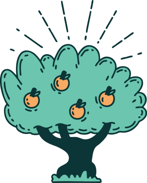 Bir insan tarafından çizilmiş geleneksel bir elma ağacının çizimi