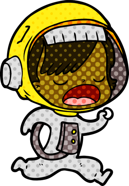 Bir insan tarafından çizilmiş astronot kadın.