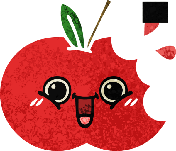 Bir insan tarafından çizilmiş kırmızı elmanın retro çizim tarzı karikatürü