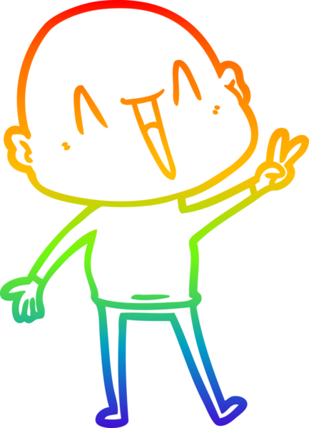 gökkuşağı gradyan çizimi mutlu bir çizgi kel adamın çizimi bir insan tarafından çizildi