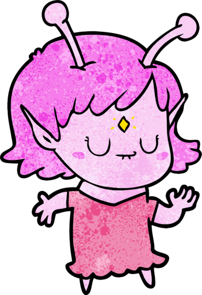 Bir insan tarafından çizilmiş uzaylı kız çizgi filmi.