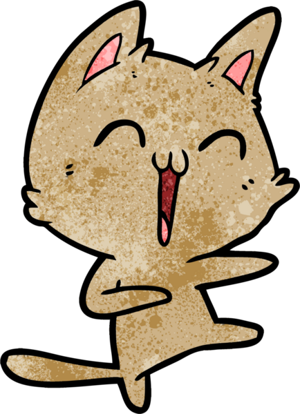 Mutlu çizgi film kedisi miyavlıyor bir insan tarafından