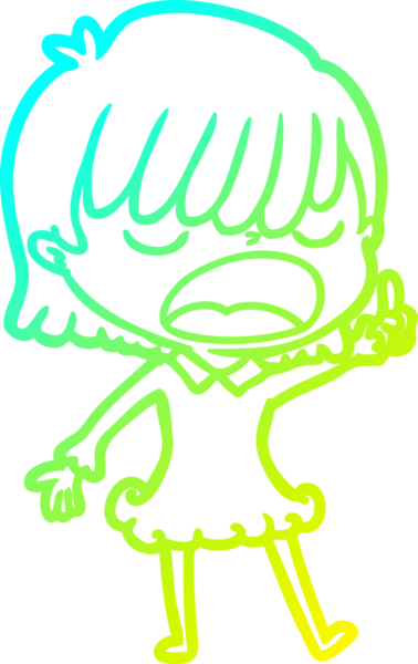 Bir insan tarafından yüksek sesle çizilmiş bir karikatür kadın çizimi.